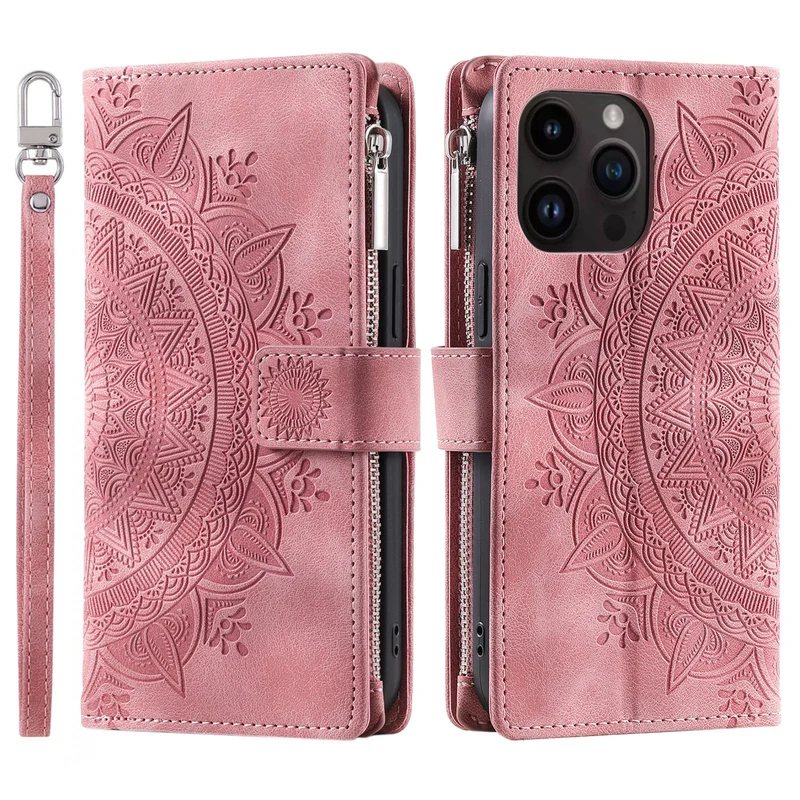 Icone™ WalletCase: Premium Präglat Flip Fodral Smalt Telefon Plånboks Fodral