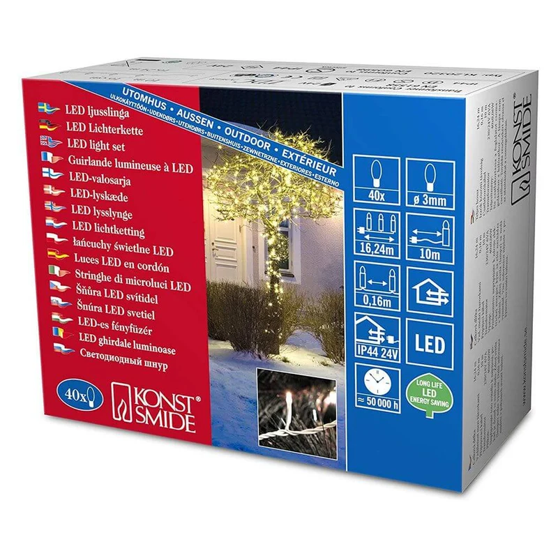 Micro LED Lichterkette 40 Warmweiße Dioden IP44