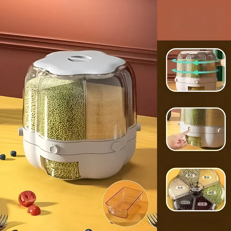 Globetrek° RotatableContainer: Snygg Multifunktionell 6-Facks Spannmål Roterbar Behållare