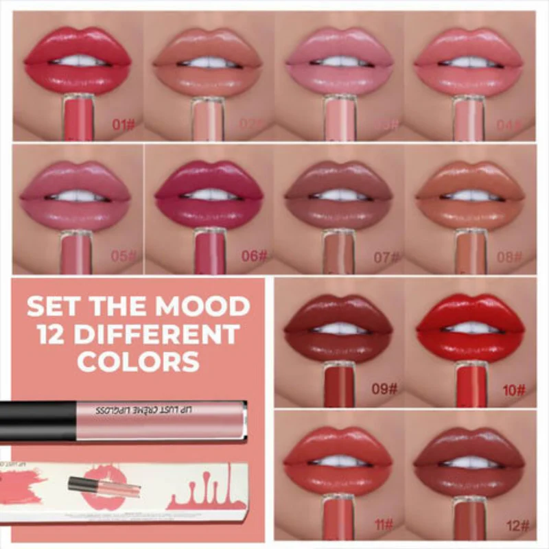 GlamGloss 6+6 GRATIS: Långvarig Krämig Återfuktande Glam Gloss Flytande Läppstift