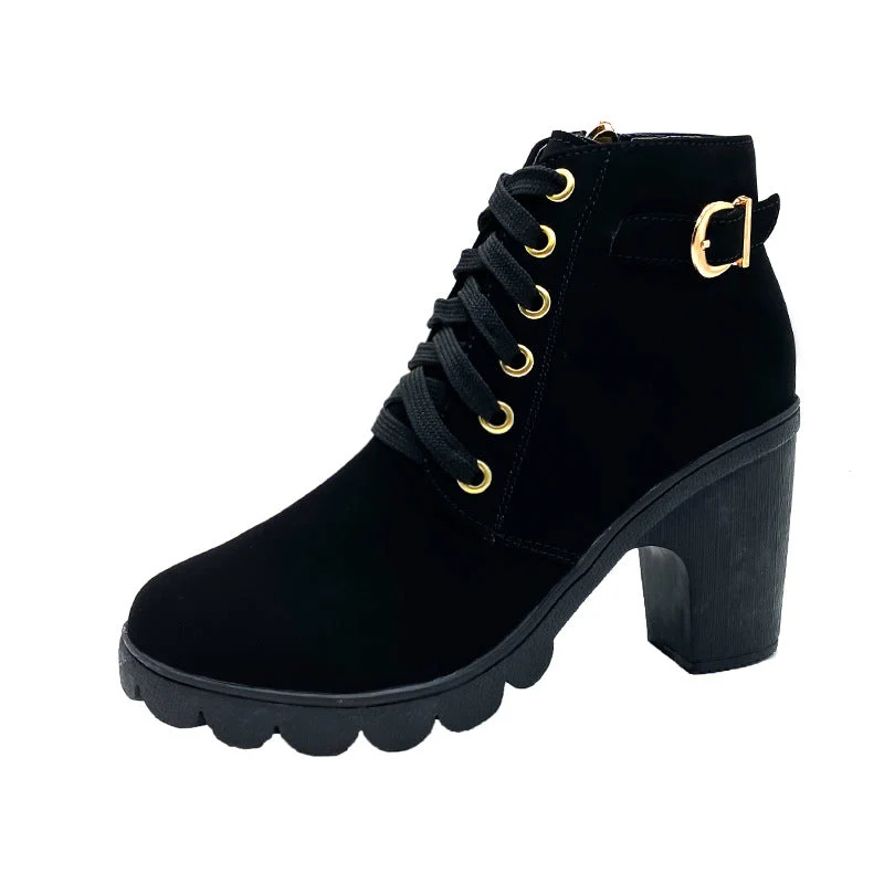 Happy™ HeelBoots - Kvinnors Stiliga Och Bekväma Spännband Blockklack Boots