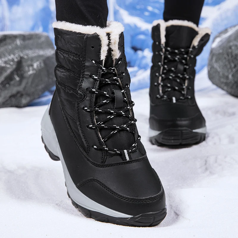 Happy™ ComfyBoots: Kvinno Chunky Plattform Snörning Högskurna Bekväma Stövlar