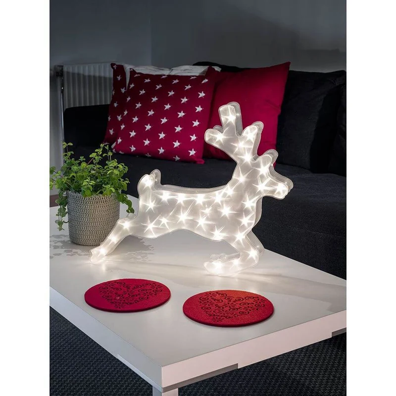 LED Kunststoffrentier mit Sterneffekt 32 Warmweiße Dioden