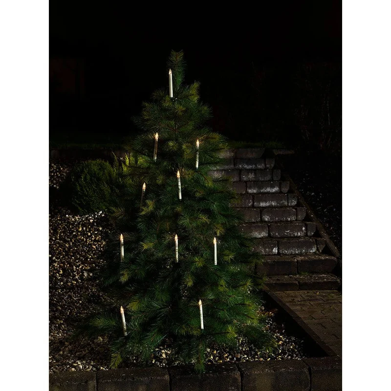 LED Baumbeleuchtung 10 Kerzen Fernbedienung Warmweiße batteriebetrieben IP44