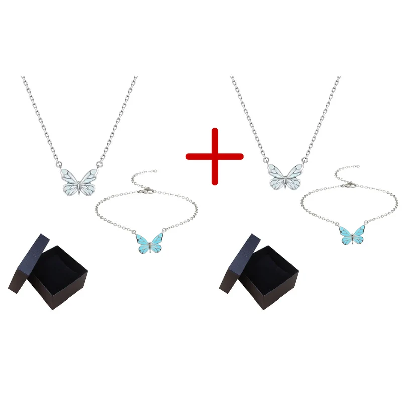 Jewelance™ GlowingButterfly 1+1 GRATIS: Mode Glödande Fjäril Halsband Och Armband Set