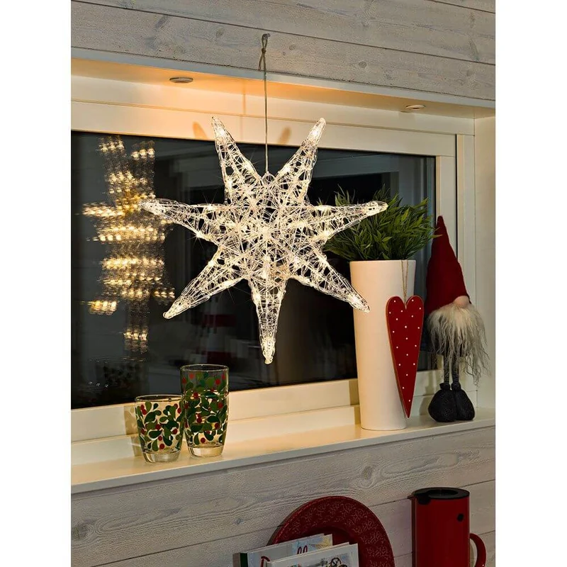 LED Acryl Stern groß 32 Warmweiße Dioden