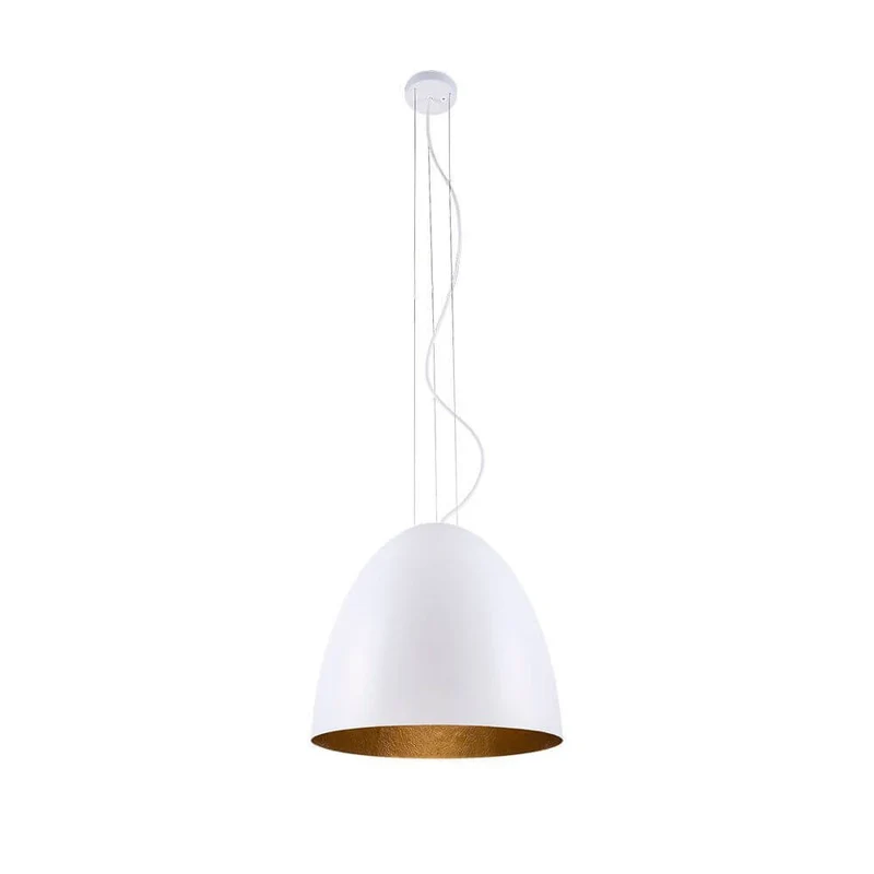 Pendellampe Egg M Ø 39cm Weiß, Goldfarben