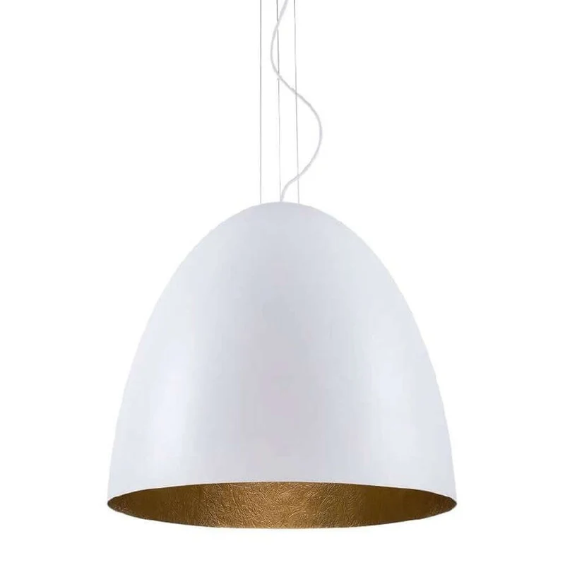 Pendelleuchte Egg L Ø 55cm Weiß, Goldfarben