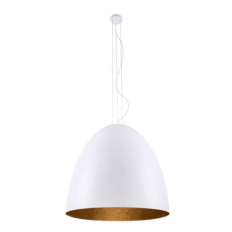 Hängelampe Egg XL Ø 75cm Weiß, Goldfarben