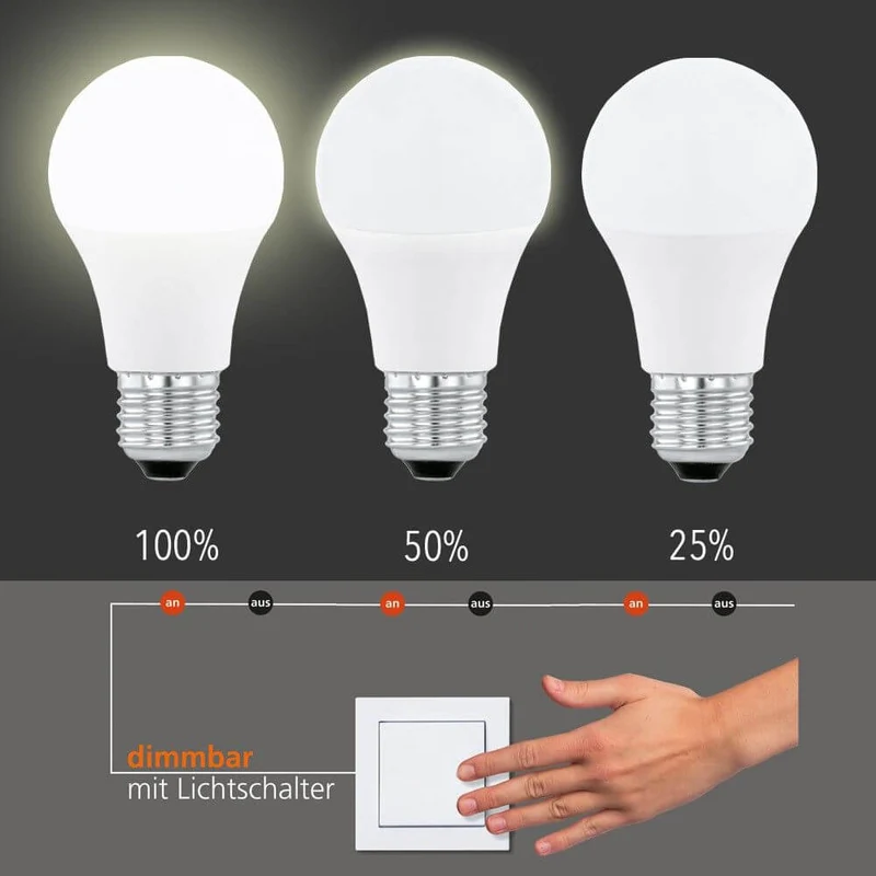 E27 LED Dimmbar per Schalter Warmweiß 3000K 806lm 8,5W