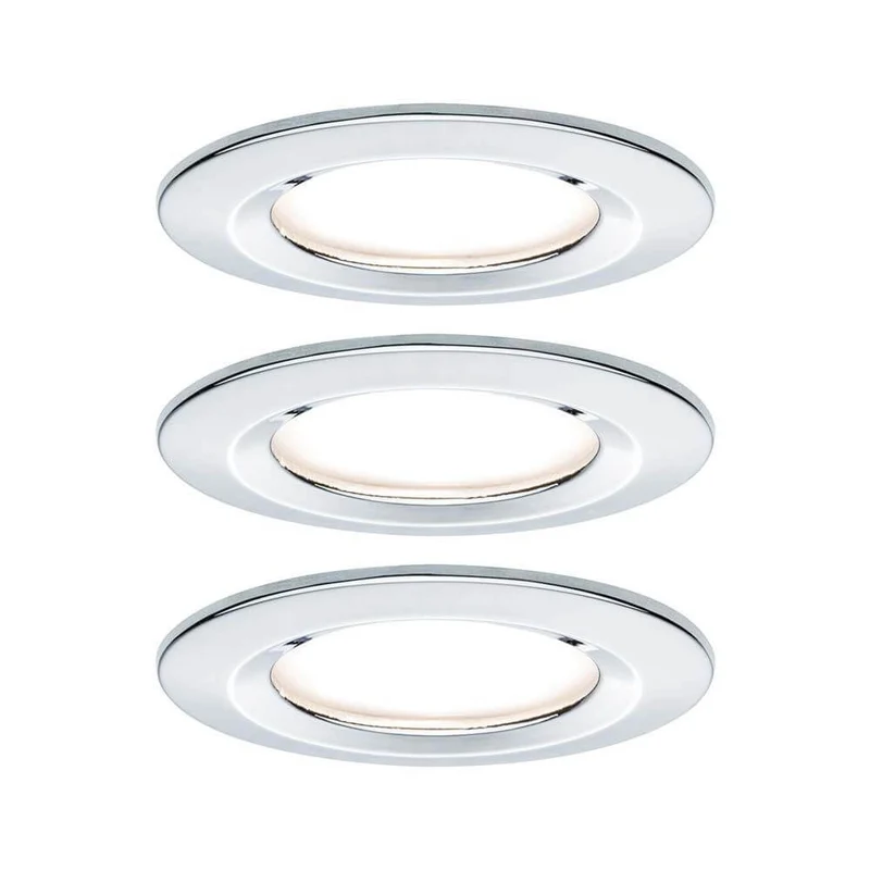 LED Einbauleuchten-Set Nova Rund Starr IP44 GU10 Chrom