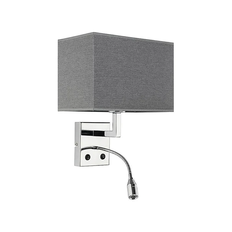 Wandlampe Hotel mit LED-Lesearm Grau, Chrom