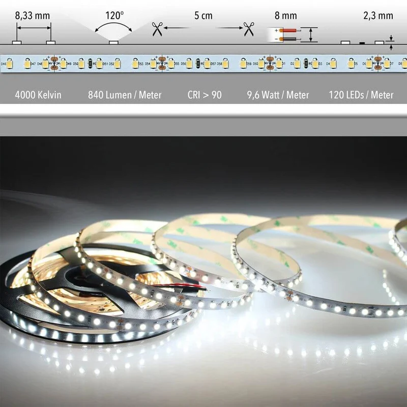5m LED-Strip 9, 6 W/m Neutralweiß IP20
