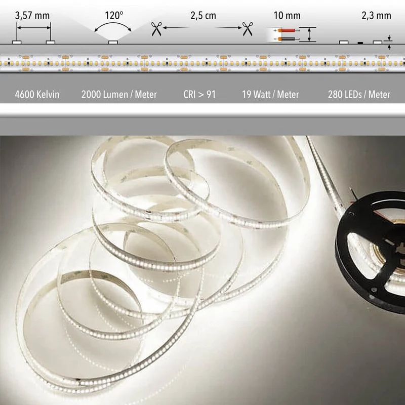 5m LED-Strip 19 W/m Neutralweiß IP63 / 240 LEDs