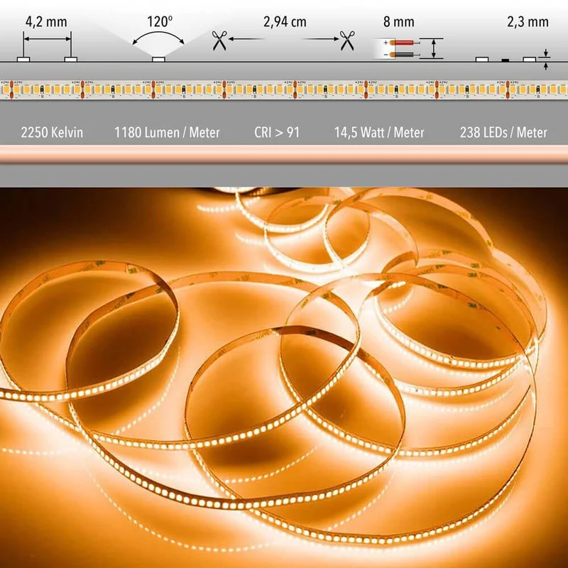5m LED-Strip 14,5 W/m ultra Warmweiß / 238 LEDs