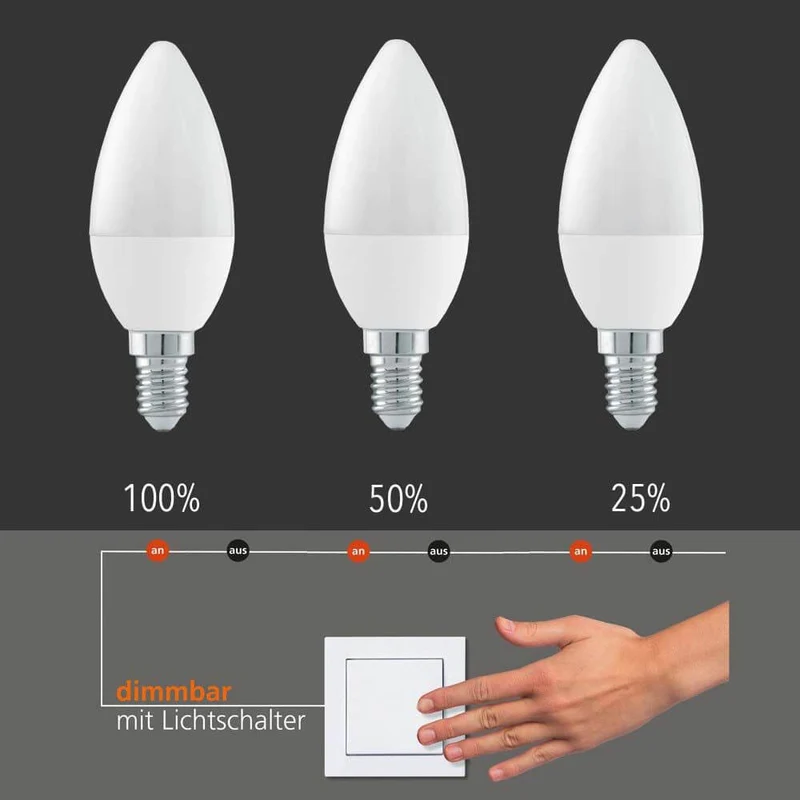 E14 LED Dimmbar per Schalter Warmweiß 3000K 470lm 4,9W