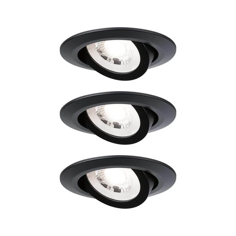 LED Einbauleuchte 3er-Set schwenkbar Schwarz-Matt