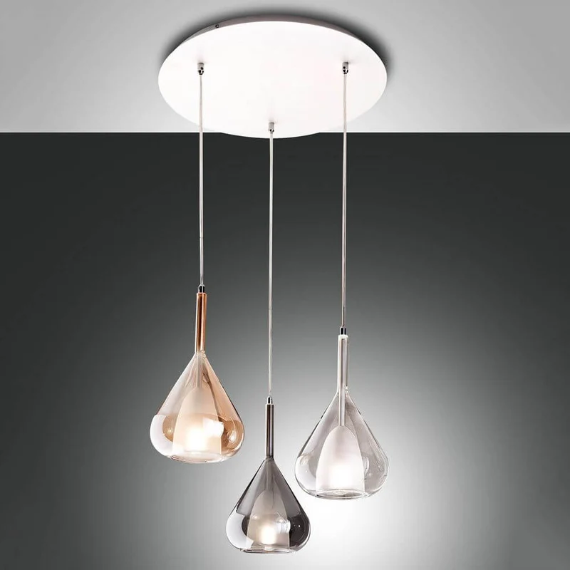 Lila Pendelleuchten Kombi Amber, Transparent & Rauchfarben