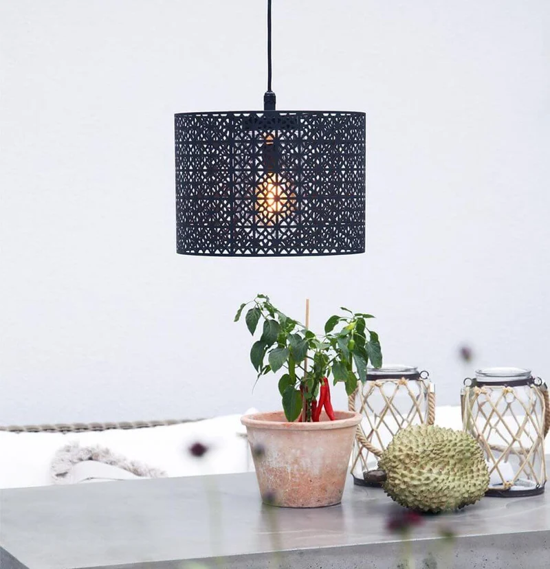 Außen-Hängeleuchte Maison IP44 Ø 36cm Sandschwarz