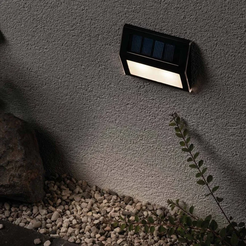 LED Solar Stufen Wand- & Treppenleuchte IP44 3000K Anthrazit