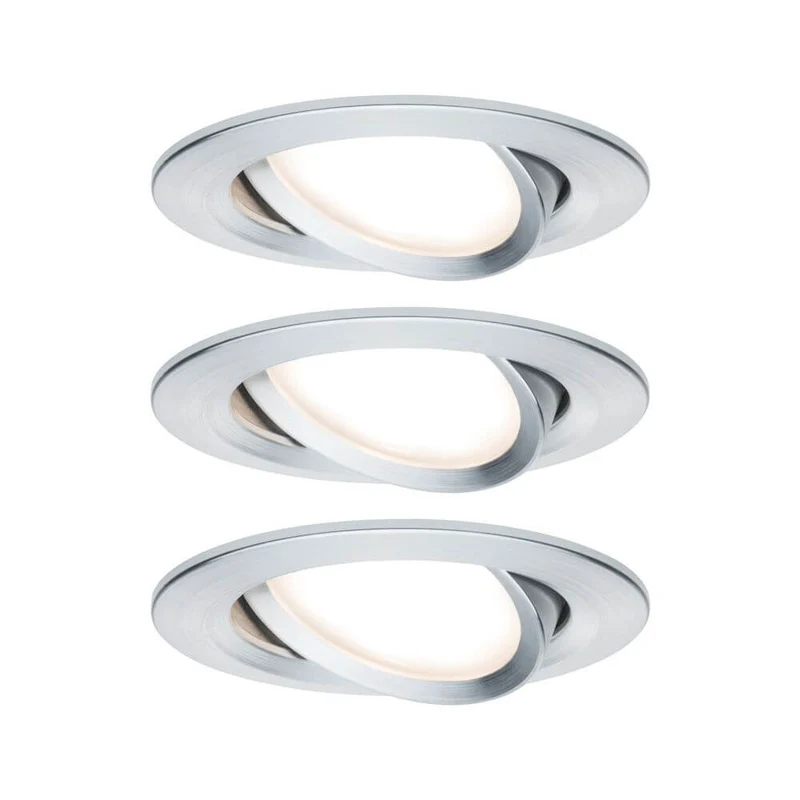 3er-Set LED Einbauleuchte Nova rund 3-Stufen Dimmbar Alu-Gedreht