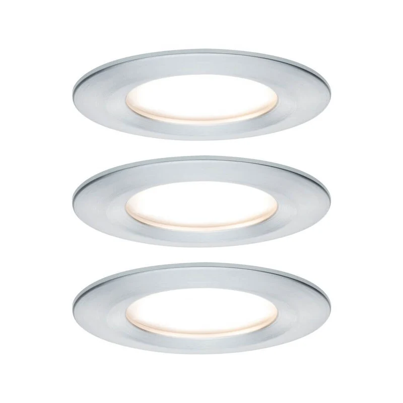 3er-Set LED Einbauleuchte Nova rund 3-Stufen Dimmbar Alu-Gedreht