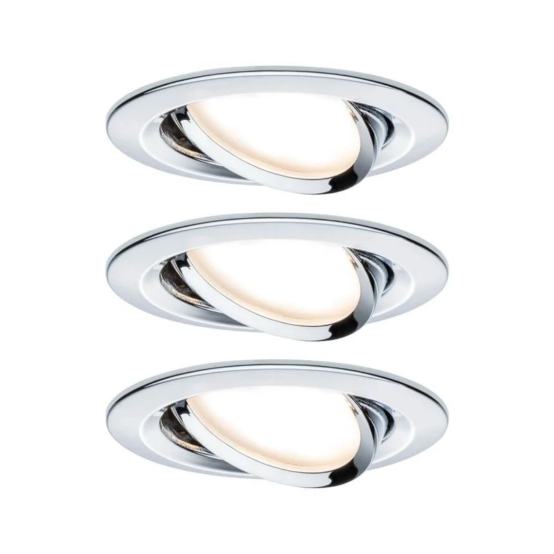 3er-Set Einbauleuchte LED Nova rund 3-Stufen Dimmbar Chrom