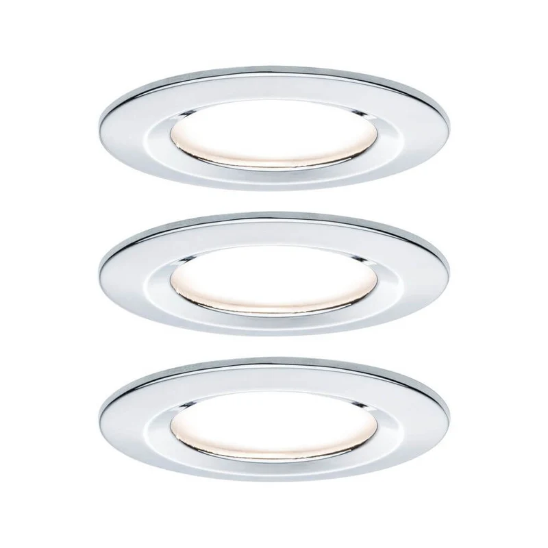 3er-Set Einbauleuchte LED Nova rund 3-Stufen Dimmbar Chrom