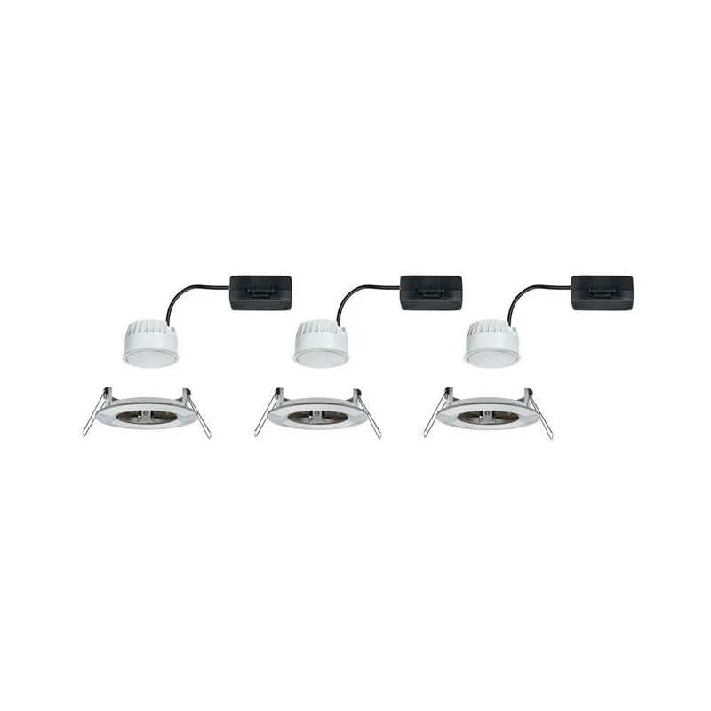 3er-Set LED Einbauleuchte Nova rund Eisen-Gebürstet