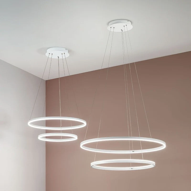 Giotto LED Hängeleuchte 2 Ringe Weiß