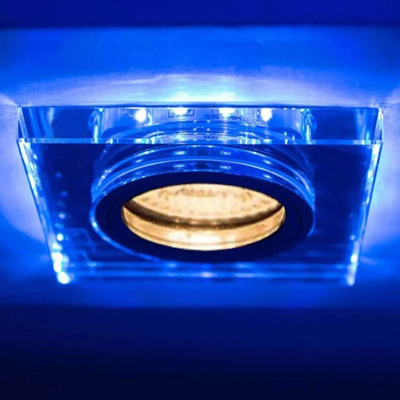 GU10 Decken-Einbauleuchte Soren mit blauen LED`s 9 x 9cm 230V