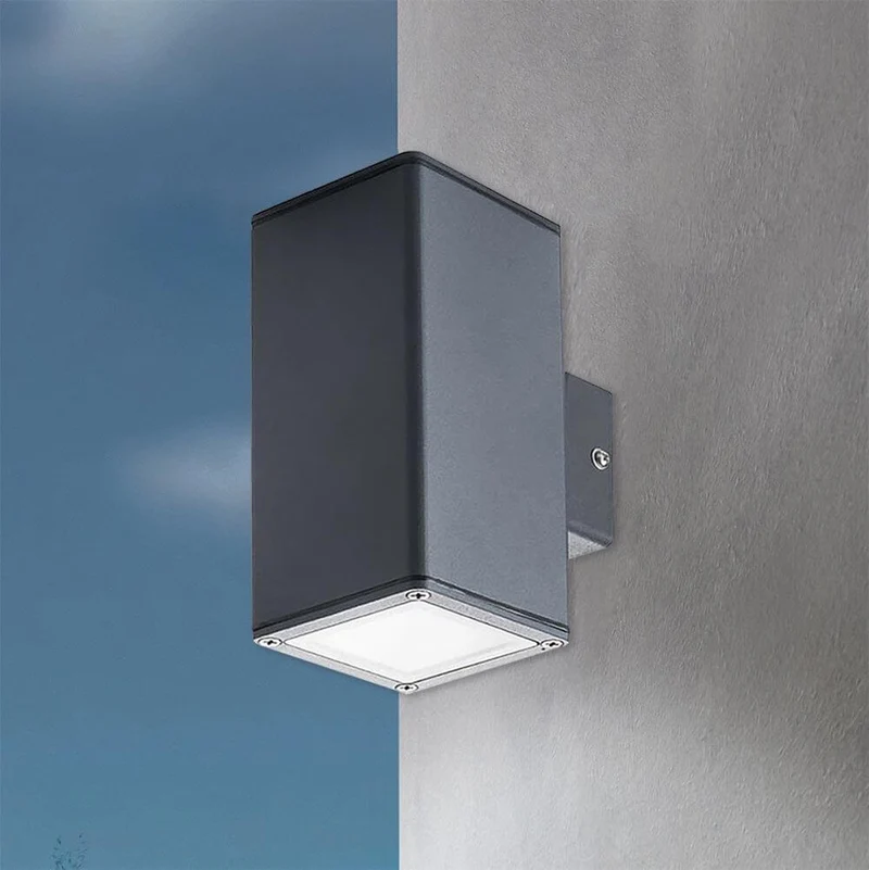 Eckige Außenwandlampe Gori Up&Down IP44 Anthrazit