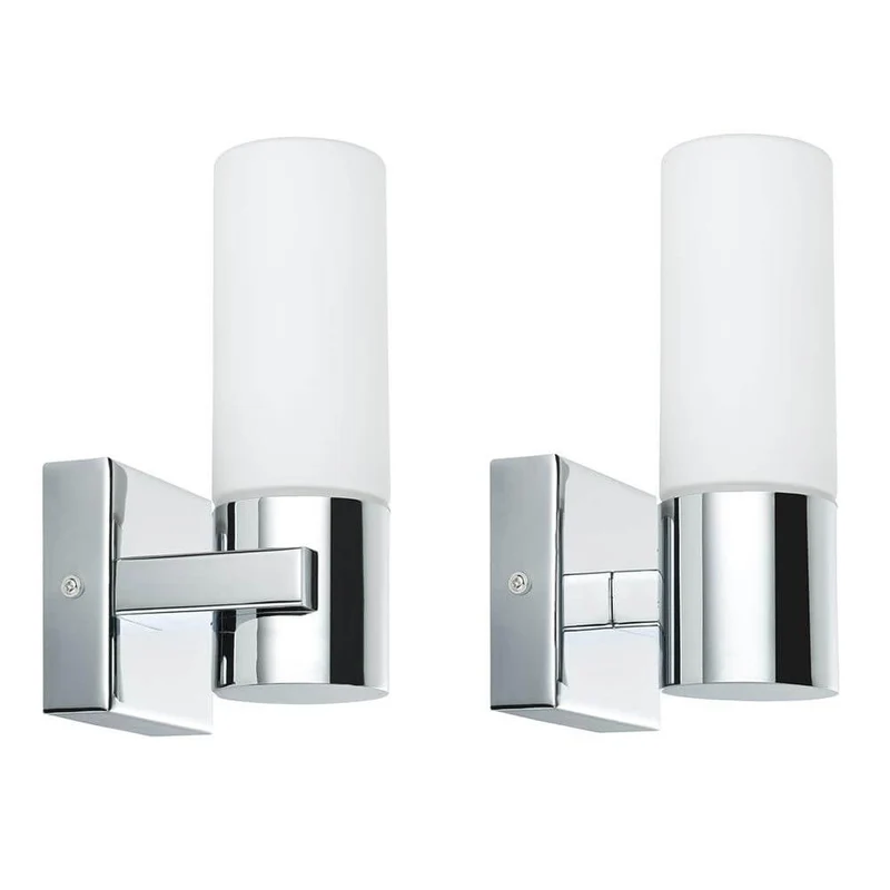 Wandleuchte Gemini WL IP44 max. 40W E14 2er Pack Chrom Satin Glas