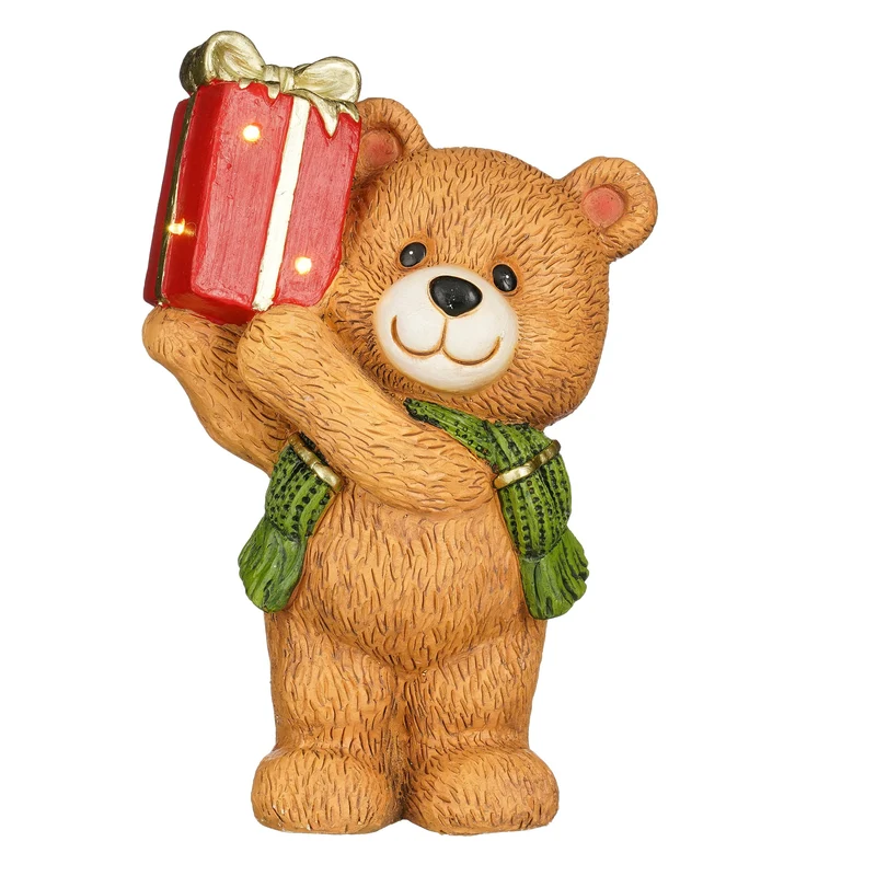 Nalle med present som lyser, 39 cm hög