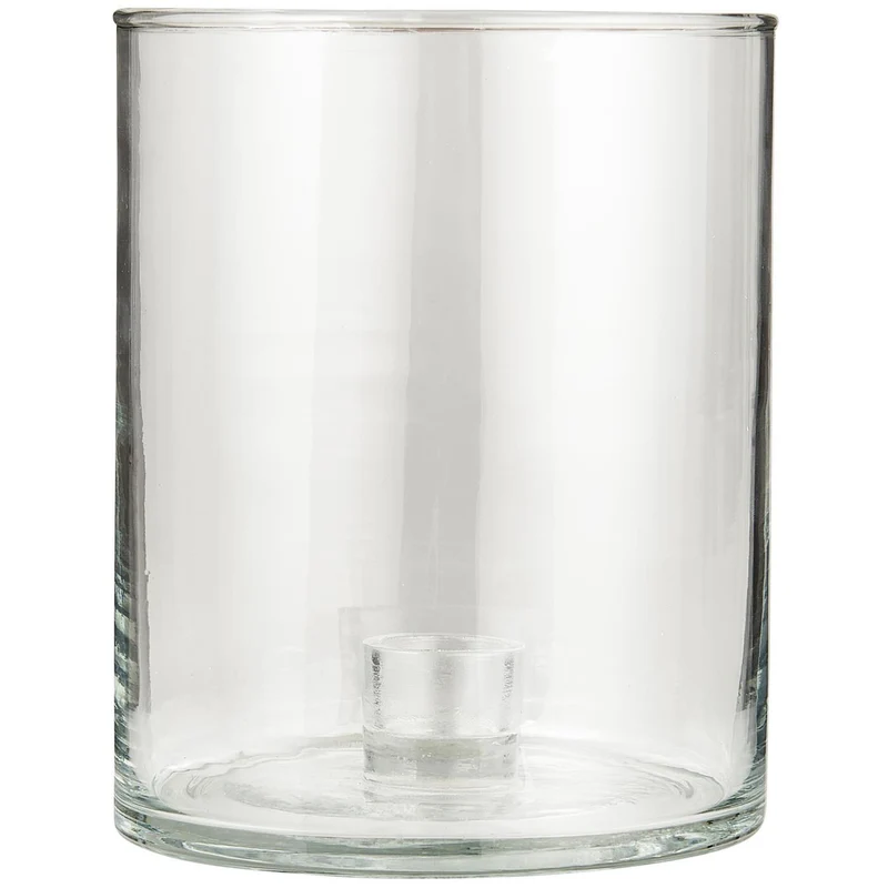 Ljusstake i glas med fastinsats för kronljus 15 cm hög