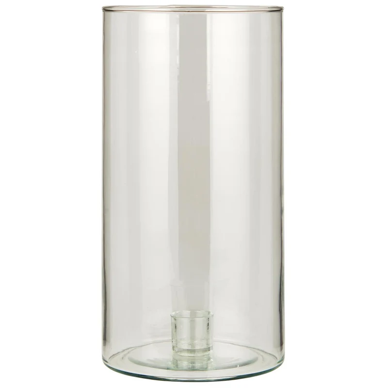 Ljusstake i glas med fast insats för kronljus 25 cm hög