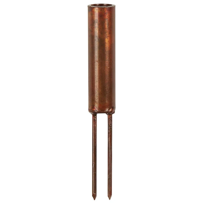 Hög ljusstake med 2 spjut för värmeljus i kopparfärgad metall
