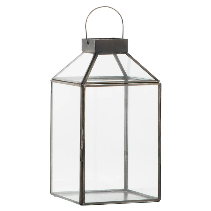 Lykta Norr i metall med sned glastopp 31 cm hög
