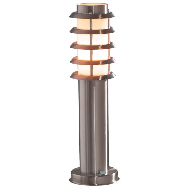 Trento Energiespar Sockelleuchte Edelstahl, opales Acrylglas