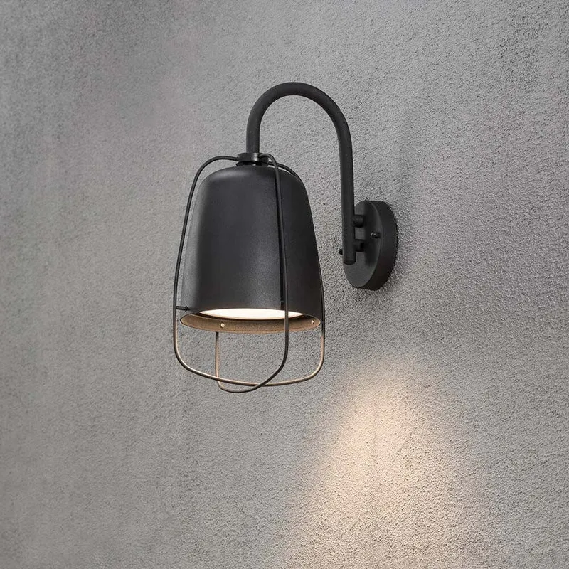 Perugia Außen-Wandleuchte Schwarz, opales Glas