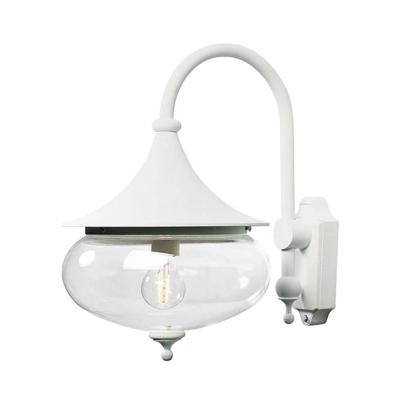 Libra Außen-Wandleuchte Weiß, klares Glas