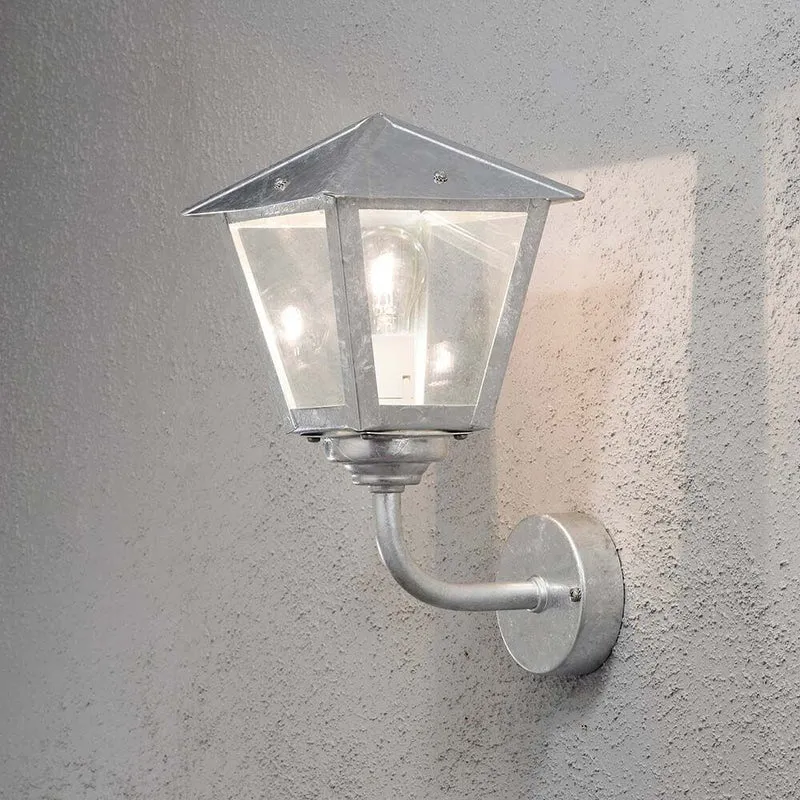 Benu Außen-Wandleuchte galvanisierter Stahl, rauchfarbenes Acrylglas