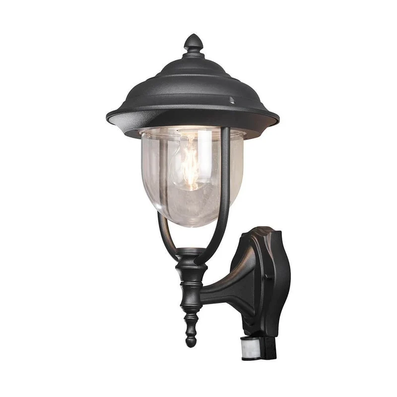 Parma Außen-Wandleuchte mit Bewegungsmelder Schwarz, klares Acrylglas