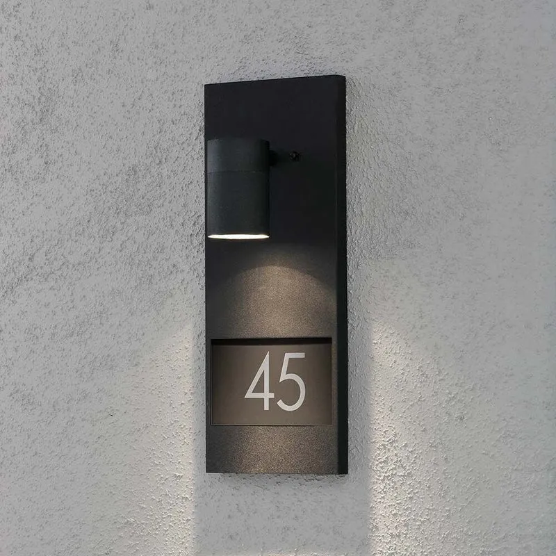 Modena Außen-Wandleuchte mit Hausnummern Schwarz