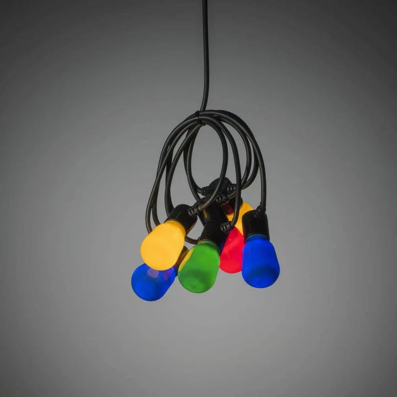 LED Biergartenkette opal 40 bunte Birnen 80 Warmweiße Dioden 6V IP44