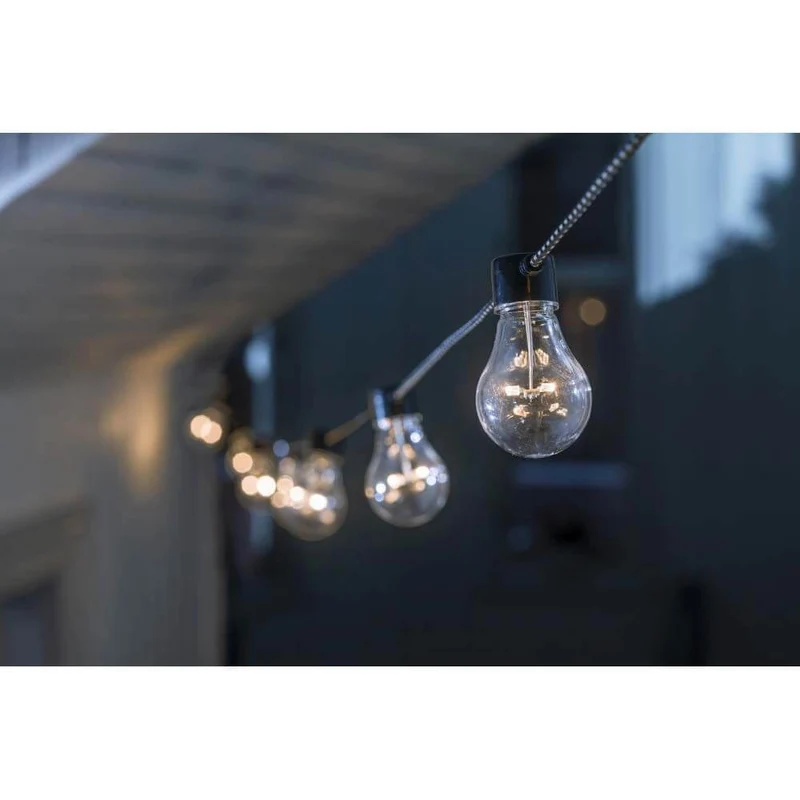 LED Biergartenkette klar 10 Birnen 80 bernsteinfarbene Dioden