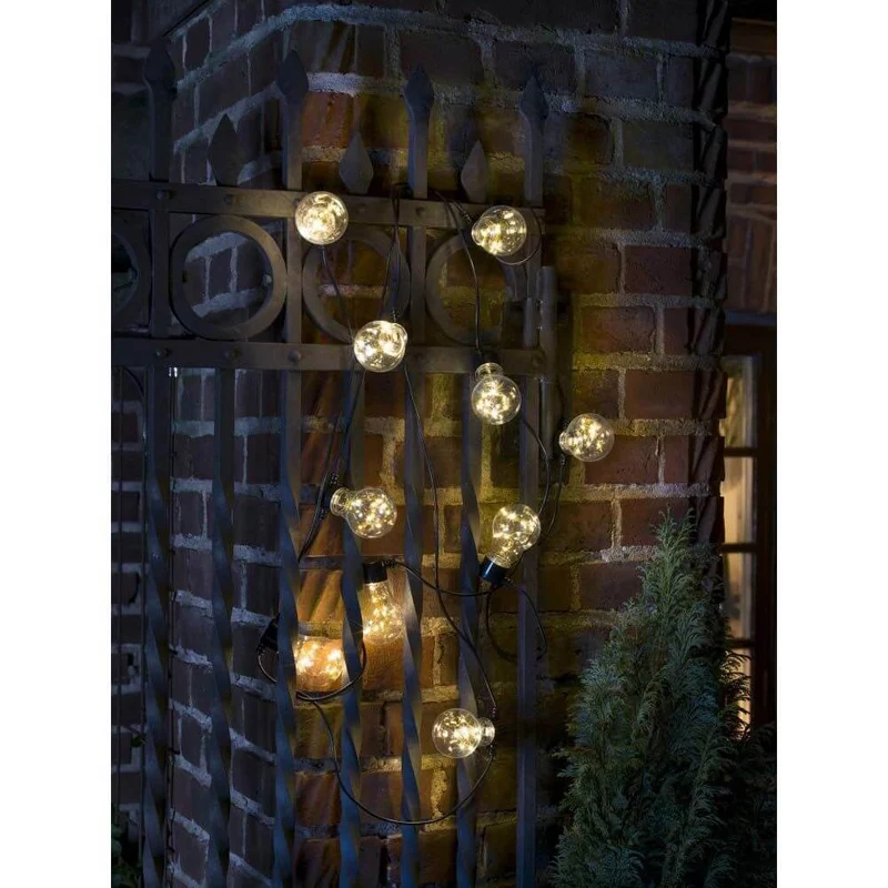 LED Biergartenkette mit 10 klare Birnen Bernstein IP44