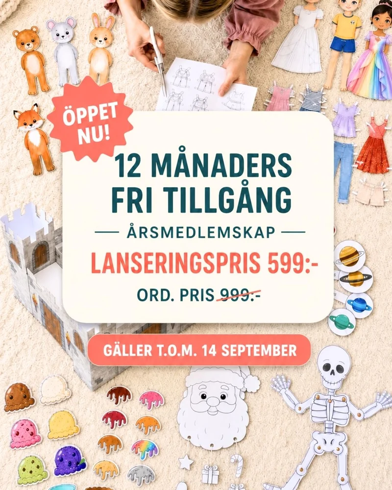 12 månaders fri tillgång till Pysselverkstan