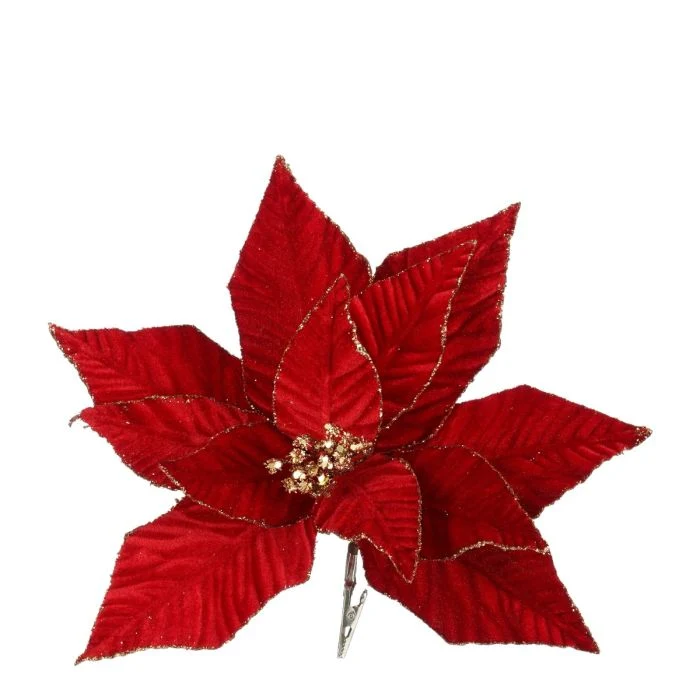 Julstjärna röd med klämma 31 cm i dia