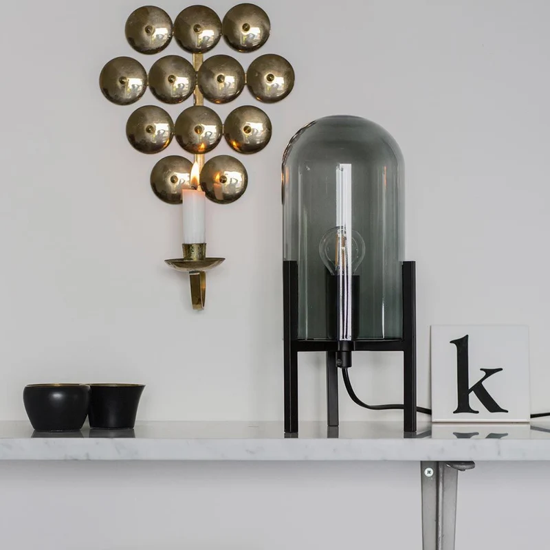 Tischlampe Smokey mit Glashaube